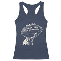 Together We Are America Vintage Football Racerback Tank Top Patriotic Sports Pride Bunny Inspirational Quote