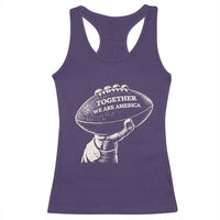Together We Are America Vintage Football Racerback Tank Top Patriotic Sports Pride Bunny Inspirational Quote