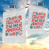 Together We Are America Floral Patriotic Garden Flag Retro Red White and Blue Bunny Inspirational Quote