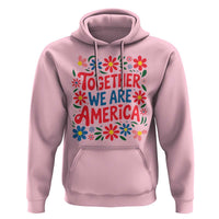 Together We Are America Floral Patriotic Hoodie Retro Red White and Blue Bunny Inspirational Quote