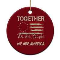 Together We Are America Betsy Ross Patriotic Flag Ceramic Ornament We The People Unity and Freedom Bunny Inspirational Quote