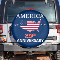 America 250th Anniversary 1776 2026 Patriotic USA Map Spare Tire Cover 250 Years of Freedom American Flag 4th of July Independence Celebration