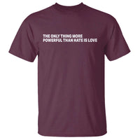 The Only Thing More Powerful Than Hate Is Love Cute Bunny T Shirt Retro Rabbit Kindness Inspirational Quote