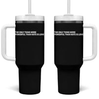 The Only Thing More Powerful Than Hate Is Love Cute Bunny Tumbler With Handle Retro Rabbit Kindness Inspirational Quote