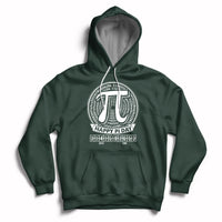 Pi math hoodie with hood and drawstrings, front pocket, pi graphic on chest (forest green)