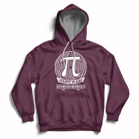 Pi math hoodie with hood and drawstrings, front pocket, pi graphic on chest (maroon)