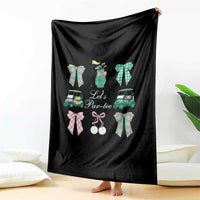 Lets Par-tee Coquette Golf Bows Throw Blanket Preppy Pink and Green Golf Cart n Bag Golfing Lover Club