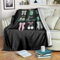 Lets Par-tee Coquette Golf Bows Throw Blanket Preppy Pink and Green Golf Cart n Bag Golfing Lover Club
