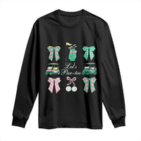 Lets Par-tee Coquette Golf Bows Long Sleeve Shirt Preppy Pink and Green Golf Cart n Bag Golfing Lover Club