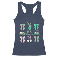 Lets Par-tee Coquette Golf Bows Racerback Tank Top Preppy Pink and Green Golf Cart n Bag Golfing Lover Club