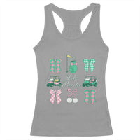 Lets Par-tee Coquette Golf Bows Racerback Tank Top Preppy Pink and Green Golf Cart n Bag Golfing Lover Club