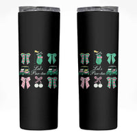 Lets Par-tee Coquette Golf Bows Skinny Tumbler Preppy Pink and Green Golf Cart n Bag Golfing Lover Club