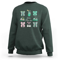 Lets Par-tee Coquette Golf Bows Sweatshirt Preppy Pink and Green Golf Cart n Bag Golfing Lover Club