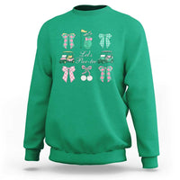 Lets Par-tee Coquette Golf Bows Sweatshirt Preppy Pink and Green Golf Cart n Bag Golfing Lover Club