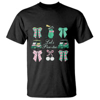 Lets Par-tee Coquette Golf Bows T Shirt Preppy Pink and Green Golf Cart n Bag Golfing Lover Club