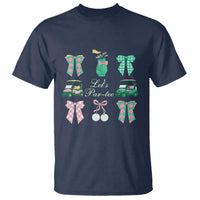 Lets Par-tee Coquette Golf Bows T Shirt Preppy Pink and Green Golf Cart n Bag Golfing Lover Club