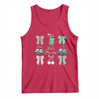 Lets Par-tee Coquette Golf Bows Tank Top Preppy Pink and Green Golf Cart n Bag Golfing Lover Club