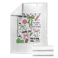 Lets Par-tee Coquette Golf Bows Throw Blanket Pink and Green Gear Girls Game Day Golfing Tradition