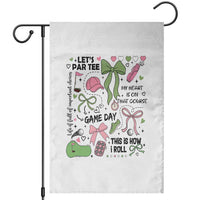 Lets Par-tee Coquette Golf Bows Garden Flag Pink and Green Gear Girls Game Day Golfing Tradition