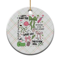 Lets Par-tee Coquette Golf Bows Ceramic Ornament Pink and Green Gear Girls Game Day Golfing Tradition