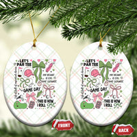 Lets Par-tee Coquette Golf Bows Ceramic Ornament Pink and Green Gear Girls Game Day Golfing Tradition
