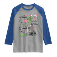 Lets Par-tee Coquette Golf Bows Raglan Shirt Pink and Green Gear Girls Game Day Golfing Tradition