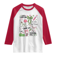 Lets Par-tee Coquette Golf Bows Raglan Shirt Pink and Green Gear Girls Game Day Golfing Tradition