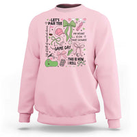 Lets Par-tee Coquette Golf Bows Sweatshirt Pink and Green Gear Girls Game Day Golfing Tradition