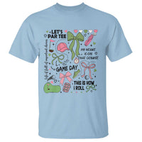 Lets Par-tee Coquette Golf Bows T Shirt Pink and Green Gear Girls Game Day Golfing Tradition