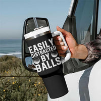 Easily Distracted By Balls Funny Golfer Tumbler With Handle Sarcastic Golfing Humor for Golf Dads n Men