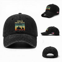 This Is How I Roll Golf Cart Retro 70s 80s Washed Cotton Baseball Cap Vintage Golfing Lover Golfer Country Club Lifestyle