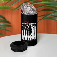 Golf Of America Patriotic USA Flag 4 in 1 Can Cooler Tumbler Funny Golfing Pun American Sports Gift for Patriotic Golfers n Dads