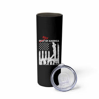 Golf Of America Patriotic USA Flag Skinny Tumbler Funny Golfing Pun American Sports Gift for Patriotic Golfers n Dads