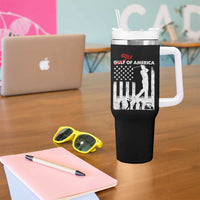 Golf Of America Patriotic USA Flag Tumbler With Handle Funny Golfing Pun American Sports Gift for Patriotic Golfers n Dads