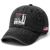 Golf Of America Patriotic USA Flag Washed Cotton Baseball Cap Funny Golfing Pun American Sports Gift for Patriotic Golfers n Dads