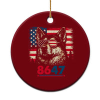 Vintage Patriotic German Shepherd 1776 Graphic Ceramic Ornament American Flag Sunglasses Cool Dog 4th of July Distressed