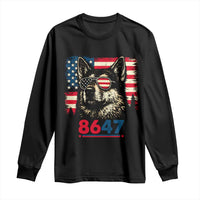 Vintage Patriotic German Shepherd 1776 Graphic Long Sleeve Shirt American Flag Sunglasses Cool Dog 4th of July Distressed