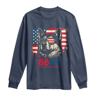 Vintage Patriotic German Shepherd 1776 Graphic Long Sleeve Shirt American Flag Sunglasses Cool Dog 4th of July Distressed
