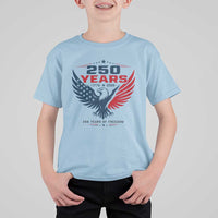 250 Years of Freedom Commemorative Patriotic Eagle T Shirt For Kid Majestic American Flag Winged Eagle 1776 to 2026 Semiquincentennial