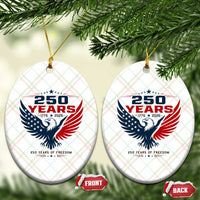 250 Years of Freedom Commemorative Patriotic Eagle Ceramic Ornament Majestic American Flag Winged Eagle 1776 to 2026 Semiquincentennial