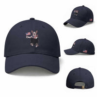 Funny Patriotic French Bulldog in Pocket Graphic Baseball Cap Cute Frenchie Waving US Flag Sunglasses Faux Summer