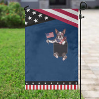 Funny French Bulldog in Pocket Graphic Patriotic Garden Flag Cute Frenchie Waving US Flag Sunglasses Faux Summer