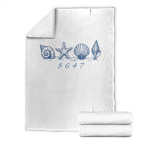 8647 Sea Shells Starfish Vintage Coastal Blue Line Graphic Throw Blanket Coded Political Satire