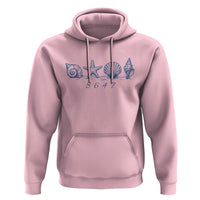 8647 Sea Shells Starfish Vintage Coastal Blue Line Graphic Hoodie Coded Political Satire