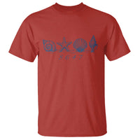 8647 Sea Shells Starfish Vintage Coastal Blue Line Graphic T Shirt Coded Political Satire