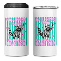 Y'all Were Feral But I Low Key Love You Pink Stripes Raccoon 4 in 1 Can Cooler Tumbler Funny Teacher End of School Year