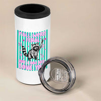Y'all Were Feral But I Low Key Love You Pink Stripes Raccoon 4 in 1 Can Cooler Tumbler Funny Teacher End of School Year
