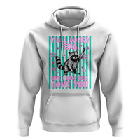 Y'all Were Feral But I Low Key Love You Pink Stripes Raccoon Hoodie Funny Teacher End of Yea