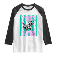 Y'all Were Feral But I Low Key Love You Pink Stripes Raccoon Raglan Shirt Funny Teacher End of School Year