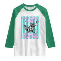 Y'all Were Feral But I Low Key Love You Pink Stripes Raccoon Raglan Shirt Funny Teacher End of School Year